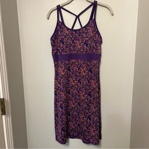 Gaiam Women’s M Strappy Back Athletic Dress Built in Bra Tennis Purple Orange